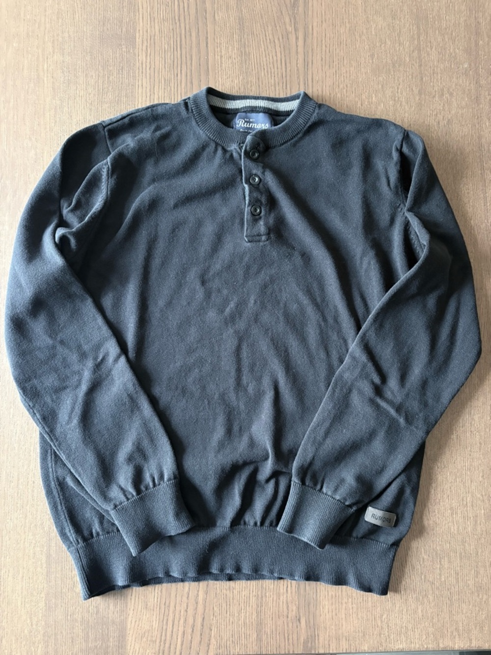 RUMORS -  Men's Long-Sleeve Henley Sweater - Black